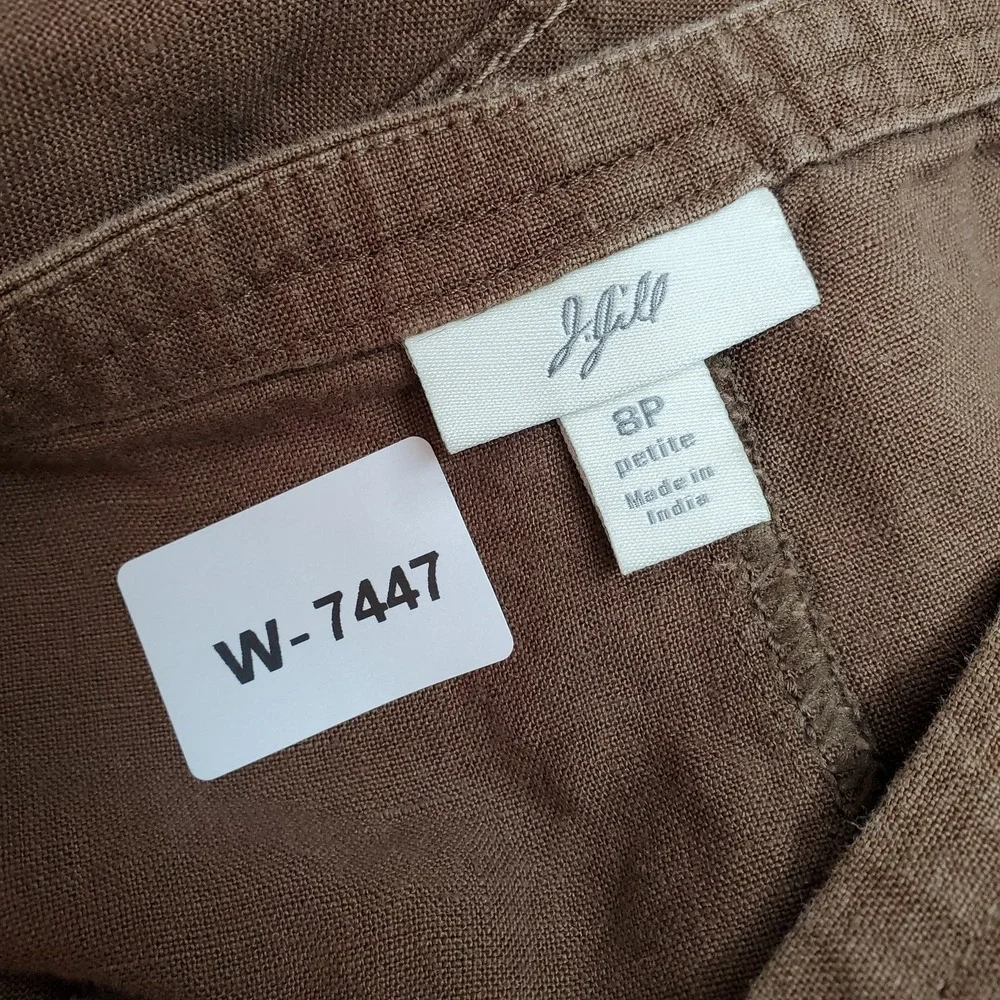 J Jill Women Skirt 8P Brown Linen A-Line Coastal Beach